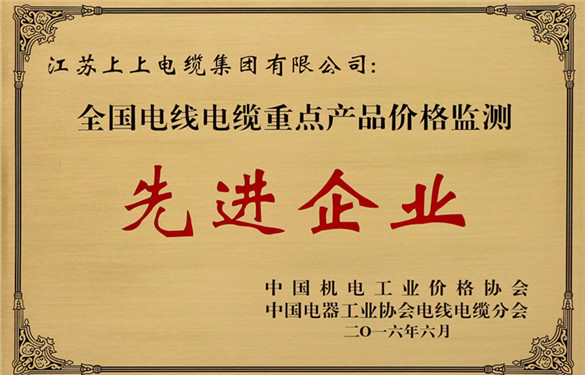 上上電纜獲評“全國電線電纜重點(diǎn)產(chǎn)品價(jià)格監(jiān)測工作先進(jìn)企業(yè)”